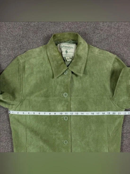 Vintage St. John’s Bay Green Suede Button Front Jacket Women’s Large Lightweight - Picture 15 of 15